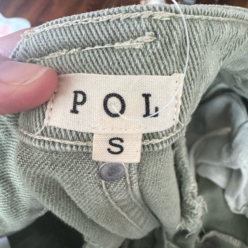 POL Two-Tone green tan Denim Cargo Pants small - Picture 4 of 4
